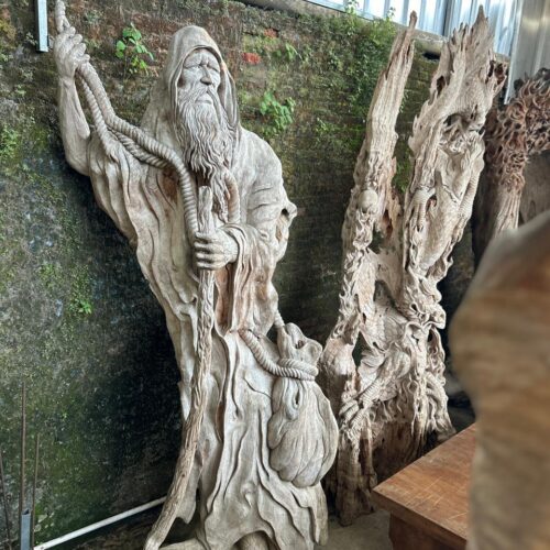 Hand-Carved Teak Wood Statue – The Sage Guardian