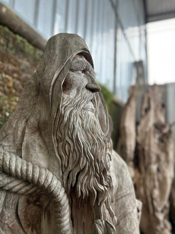 Hand-Carved Teak Wood Statue – The Sage Guardian