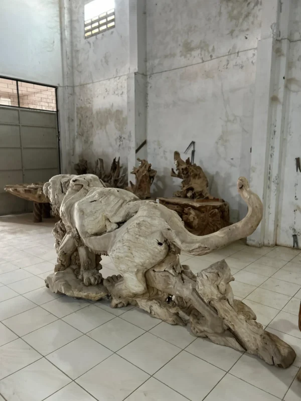 The Largest Solid Wood Tiger Sculpture in Indonesia