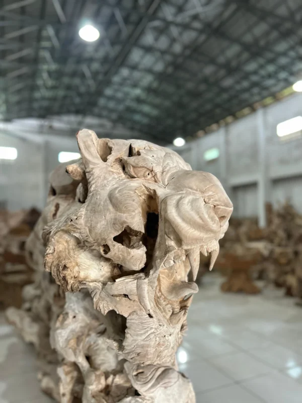 The Largest Solid Wood Tiger Sculpture in Indonesia
