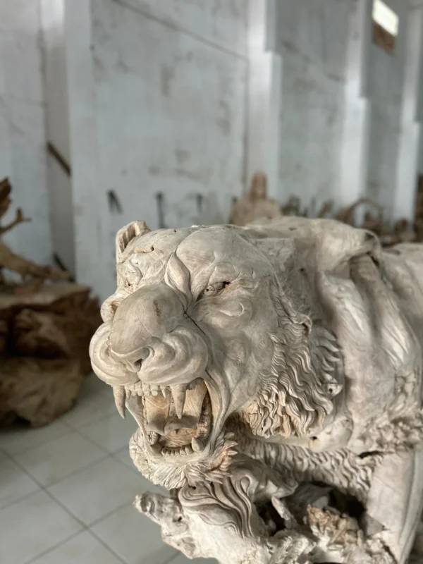 The Largest Solid Wood Tiger Sculpture in Indonesia