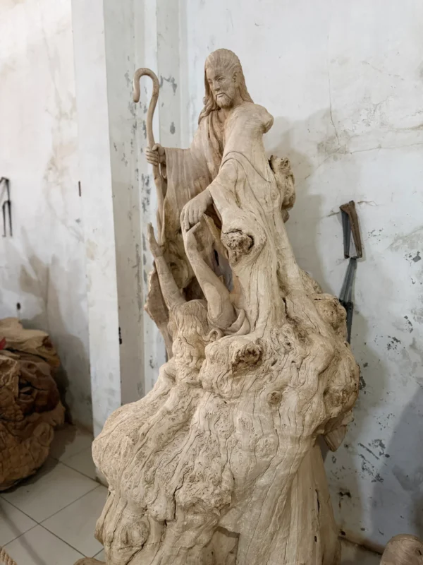 Hand-Carved Solid Teak Jesus Sculpture Type 1