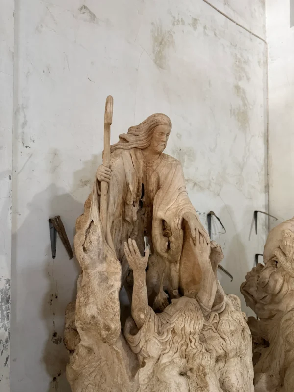 Hand-Carved Solid Teak Jesus Sculpture Type 1