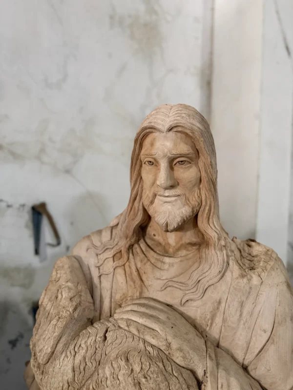 Hand-Carved Solid Teak Jesus Sculpture Type 2
