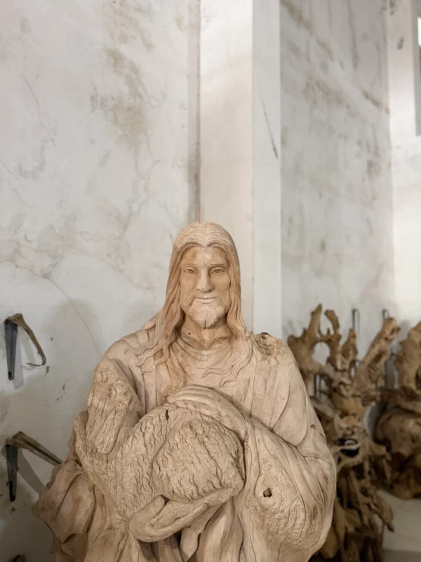 Hand-Carved Solid Teak Jesus Sculpture Type 2