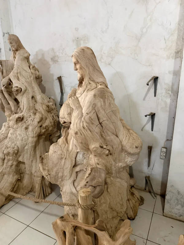 Hand-Carved Solid Teak Jesus Sculpture Type 2